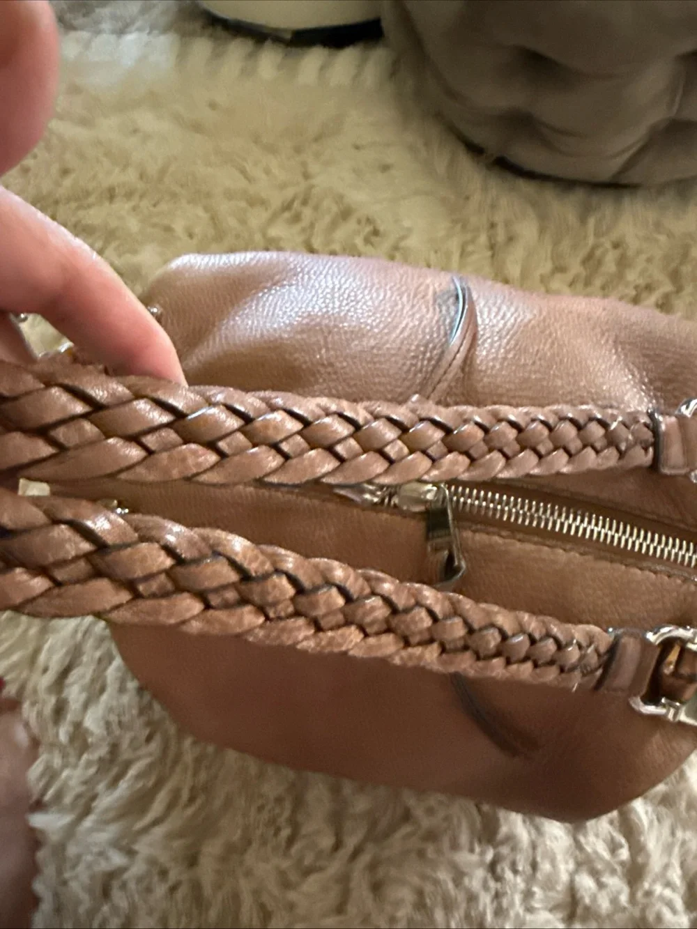 Gucci Cognac Brown Leather Shoulder Bag with Braided Strap - Picture 2 of 16
